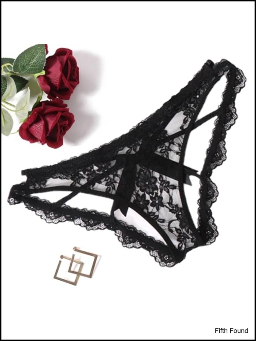 Sheer floral lace cheeky tanga panty with bow back low rise